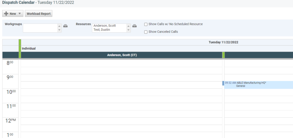 Dispatch Calendar in Autotask