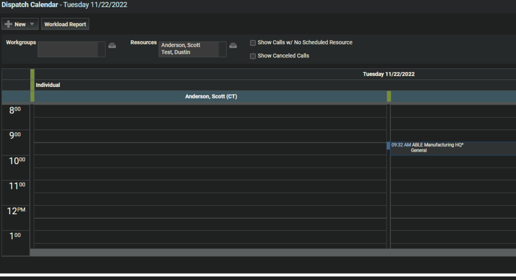 Dispatch Calendar in Autotask