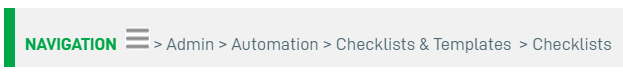 Checklists in Autotask navigation path