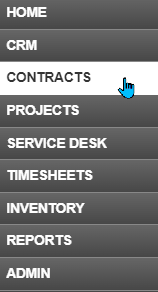 Autotask PSA Contracts menu