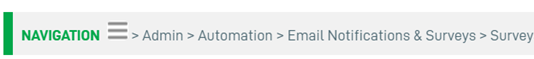 Path to create a customer survey in Autotask.