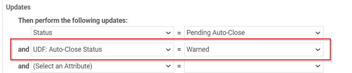 Screenshot of Autotask WFR Updating a Ticket UDF