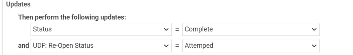 Screenshot of Autotask WFR updating ticket status and UDF