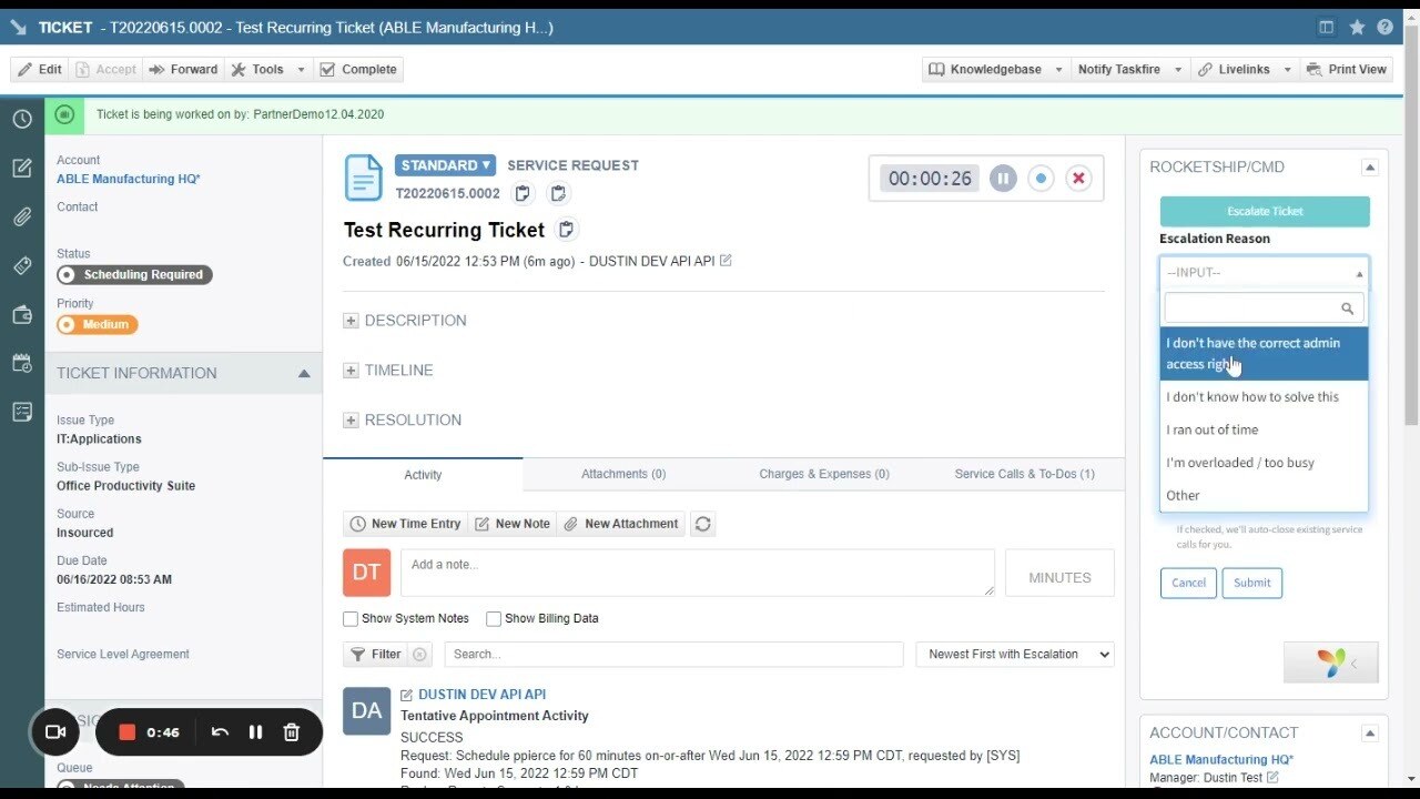 Manage Ticket Assignment