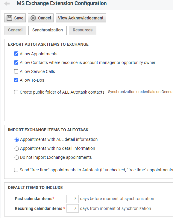 Autotask MS Exchange Configuration for Rocketship