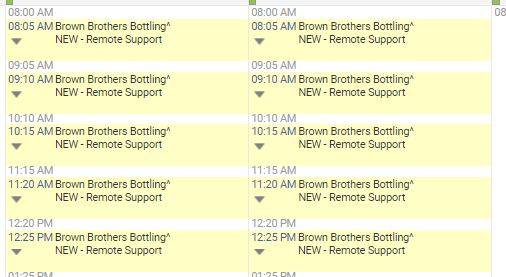 View in Autotask Dispatch Calendar of Activities on 5-minute Boundaries